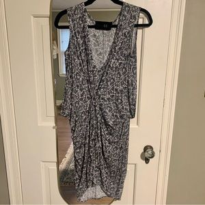 Thakoon Addition Tie Front Grey Print Dress